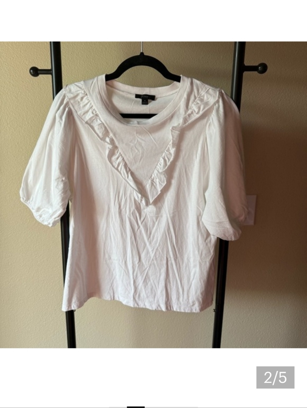 J. Crew White Ruffle Short Sleeve Tee 100% cotton